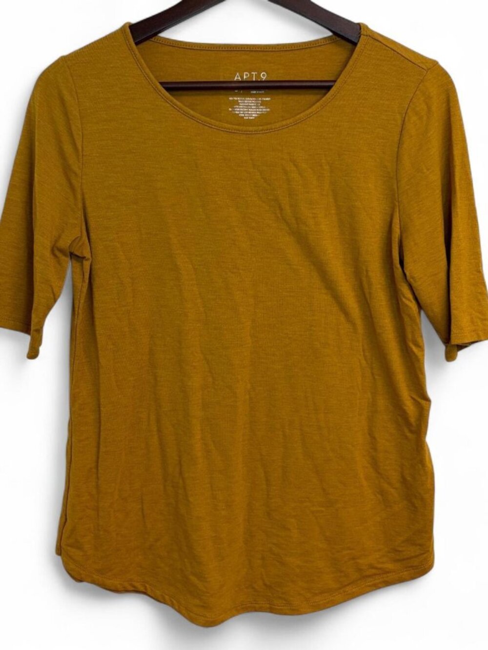 Apt. 9 Mustard Yellow Gold Shirt 3/4 Length Sleeve Oversized S Fall T-shirt Top